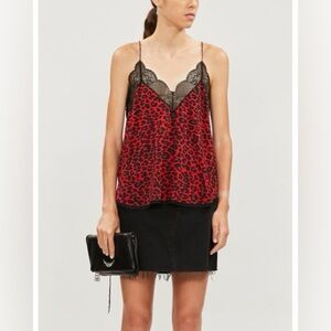 New! Zadig & Voltaire Christy SILK Top in the Red Leopard Print  ❤️ Small